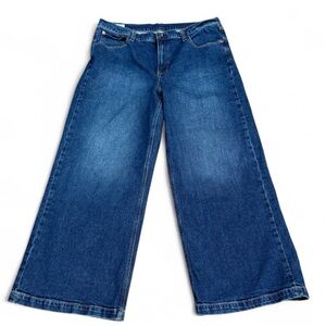 GAP Stride High Rise Wide Leg Jeans Dark Wash Denim Mens 35x30